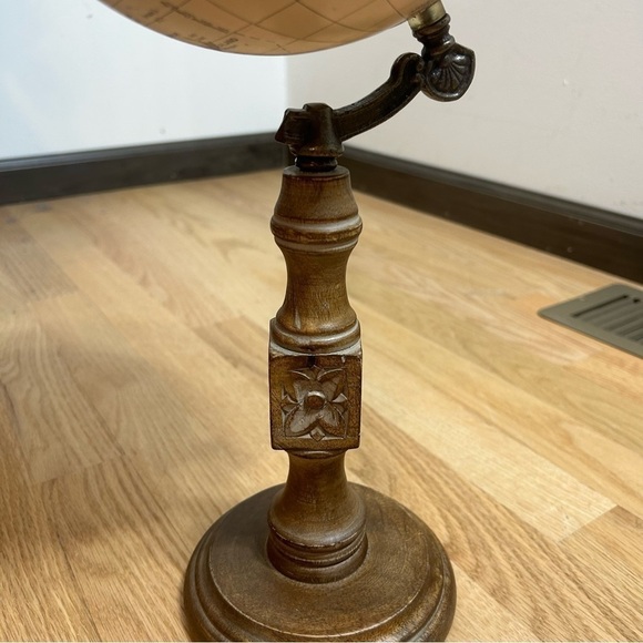 Wooden Paper Globe Stand Office Decor Map Wedding Decoration Travel Theme - Picture 3 of 6